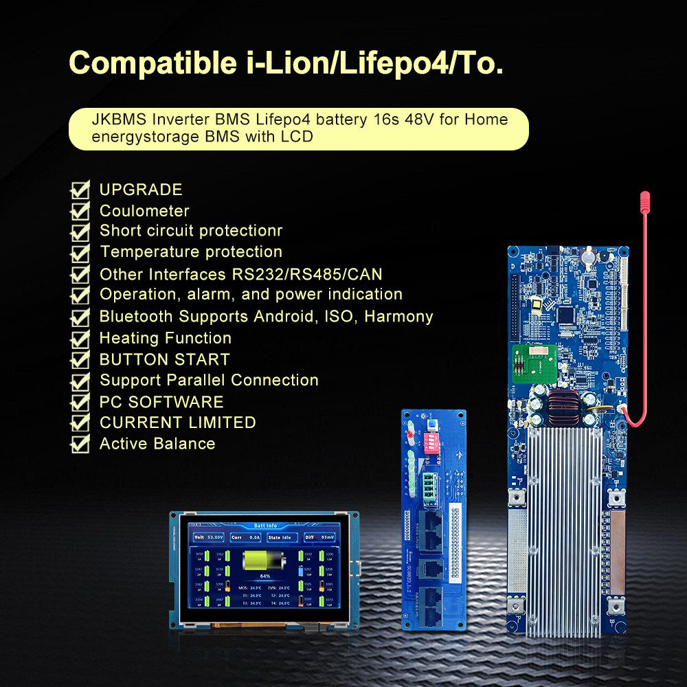 7S-16S Smart BMS 200A with Bluetooth for Solar Energy Storage | 24V 48V ...